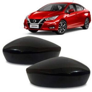 Par Capa Retrovisor Versa 2020 A 2022 S/ Furo Sinaleira Preto