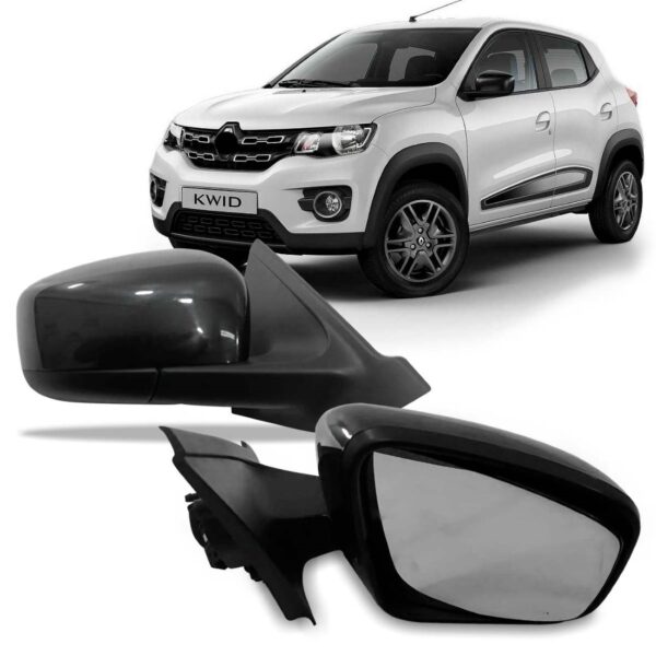 Par Retrovisor Elétrico C/ Capa Preta Kwid 2017 A 2023