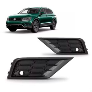 Par Moldura Milha Tiguan 2018 A 2021 Furo Sensor S/ Furo Aux Preto