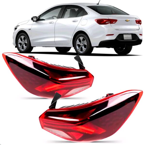 Par Sinaleira Traseira Onix 2020 Até 2024 Canto Com Led Vermelho