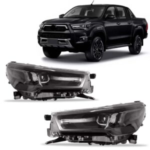 Par Farol Elétrico Cromado C/ Led Hilux 2020 A 2022 Pick-up