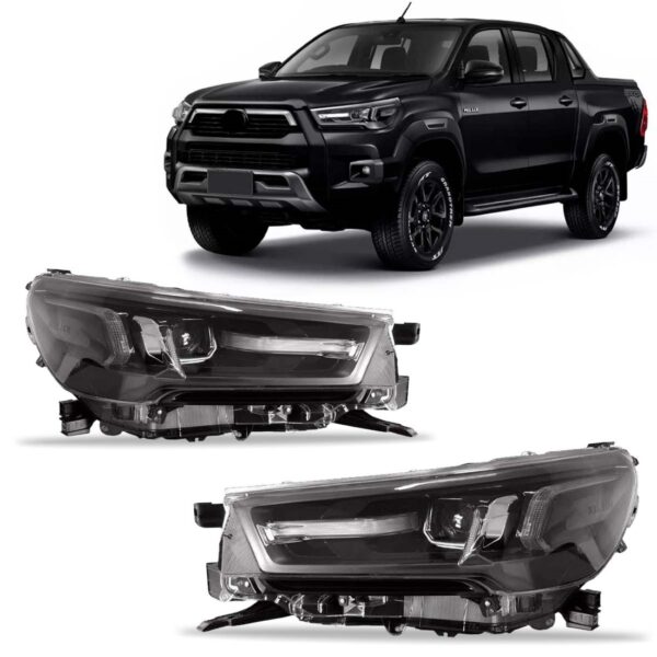 Par Farol Elétrico Cromado C/ Led Hilux 2020 A 2022 Pick-up