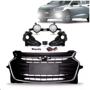 Tela Frontal Onix 20 A 24 Friso Cromado E Kit Milha Completo Plástico