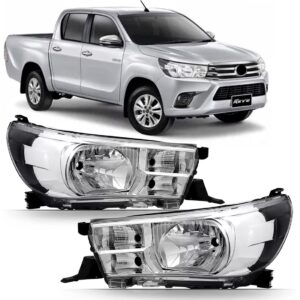 Par Farol Manual Elétrico Hilux 16 A 20 S/ Led Cromado/preto