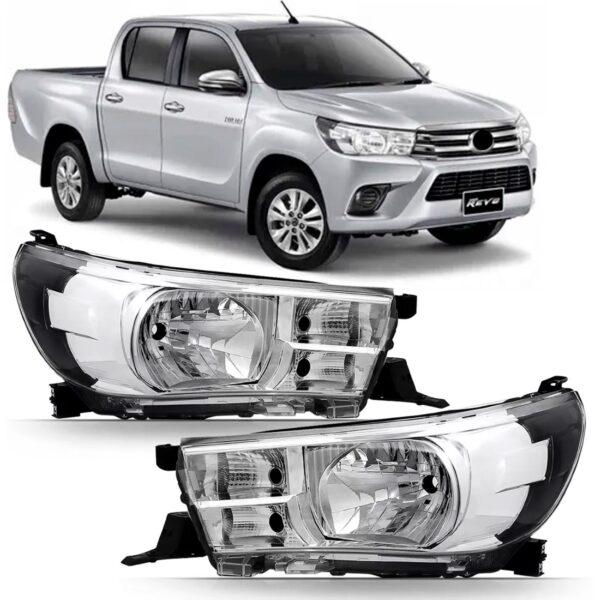 Par Farol Manual Elétrico Hilux 16 A 20 S/ Led Cromado/preto
