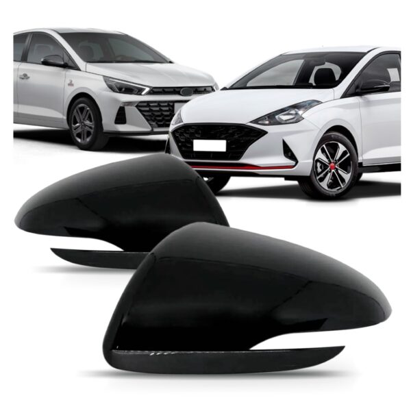 Par Capa Retrovisor Hb20 Com Furo Pisca 2020 A 2023 Preto