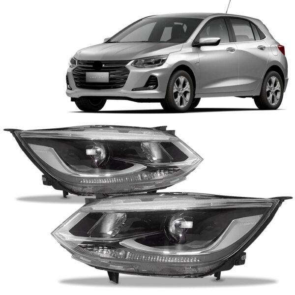 Par Farol Onix 2020 A 2024 Elétrico Cromado C/ Projetor
