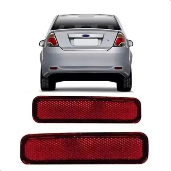 Par Refletor Parachoque Fiesta 2010 A 2014 Sedan Vermelha Vermelho