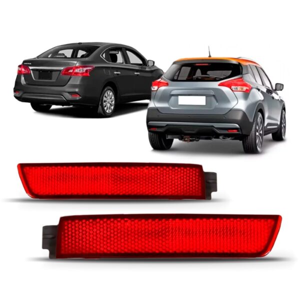 Par Refletor Parachoque Kicks 17 A 2021 Sentra 2014 A 2019 Vermelho