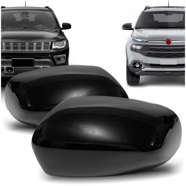 Par Capa Retrovisor Jeep Compass Serie S 2016 A 2023 Preto