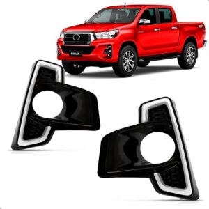 Par Moldura Milha Hilux Cs Chassi 2018 2019 2020 Black Piano Preto