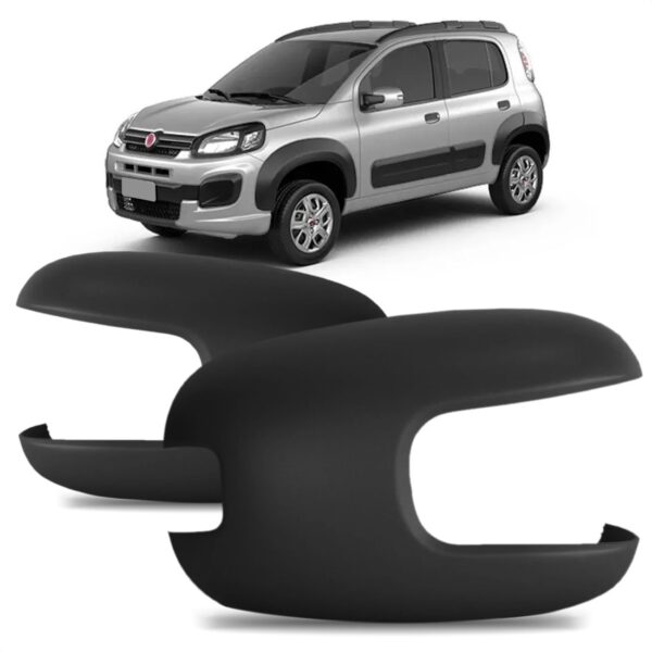 Par Capa Retrovisor Uno 15 16 17 18 A 23 C/ Furo Sinaleira - Preto