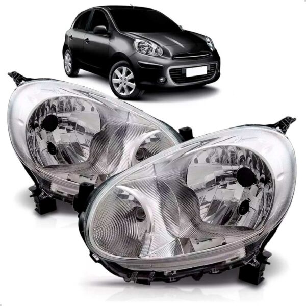 Par Farol Para Nissan March 2011 2012 2013 Cromado Manual