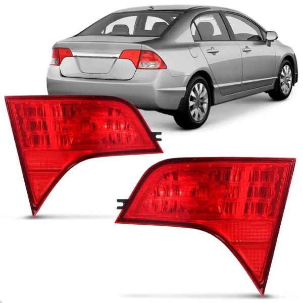 Par Sinaleira Traseira Para Honda Civic 2007 Até 2011 Mala Vermelho