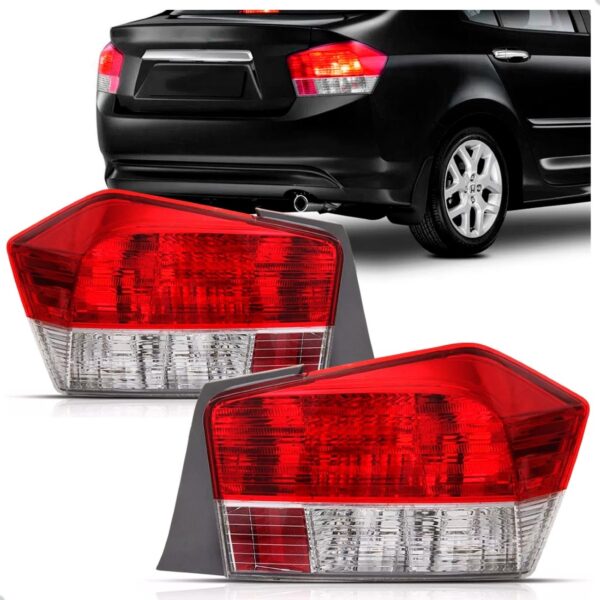 Par Lanterna Traseira Para Honda City 2009 A 2011 C/ Soquete Vermelho