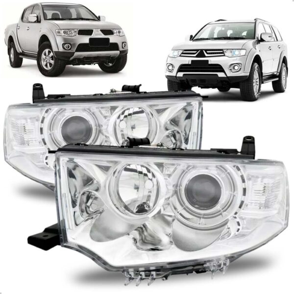 Par Farol Para Mitsubishi L200 2013 2014 2015 Cromado
