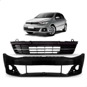 Kit Envolvente Vw Gol G7 2016 A 2018 C/ Grade Friso Cromado Preto