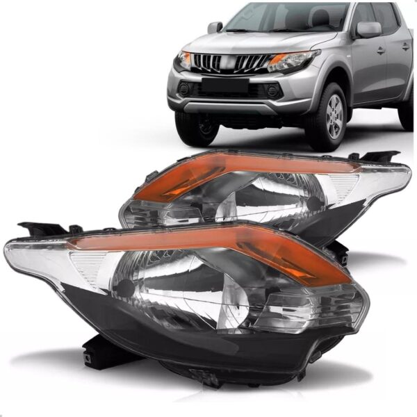 Par Farol L200 Triton 16 A 23 Mascara Negra Sinaleira Ambar