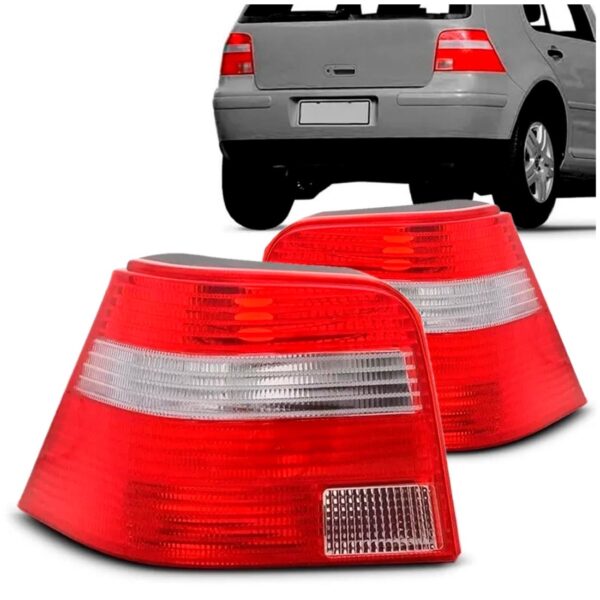 Par Lanterna Traseira Golf 1998 A 2006 Com Pisca Cristal Bicolor