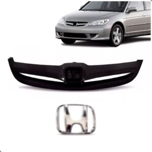 Tela Frontal Civic 2004 2005 2006 Preta Com Emblema Cromado Preto