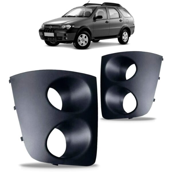 Jogo Moldura Farol Milha Palio Adventure 2004/2008 Com Furo Preto