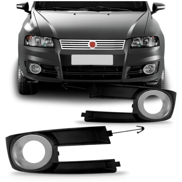 Par Moldura Milha Stilo 2008 A 2009 Com Furo Cromado Preto Ambos Os Lados