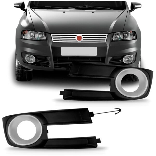 Par Moldura Milha Stilo 2008 09 10 11 2012 Com Furo Prata Preto