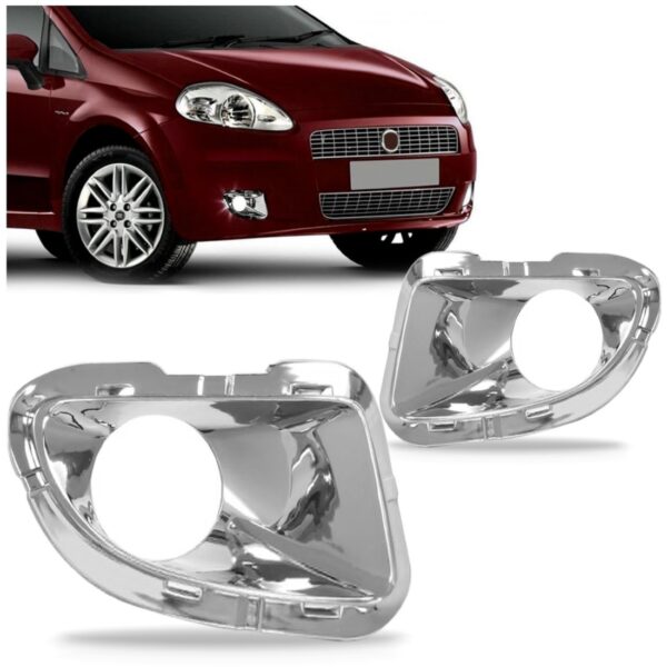 Par Moldura Milha Punto 07 2008/2012 Cromada Com Furo Oferta Cromado Ambos Os Lados