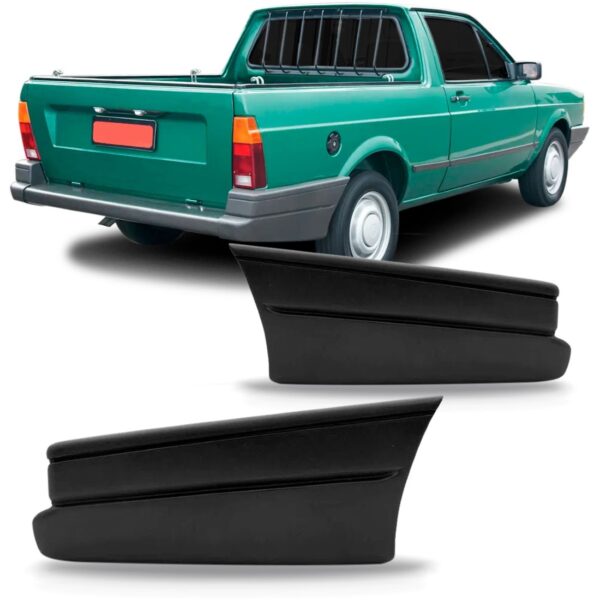 Par Ponteira Parachoque Traseiro Saveiro 1993 A 1997 Preto