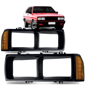 Par Moldura Farol Passat 1983 A 1988 Foco Duplo Preto