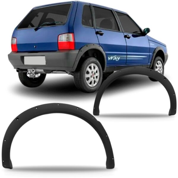 Par Alargador Vão Roda Traseiro Uno Way 2004 A 2010 Preto