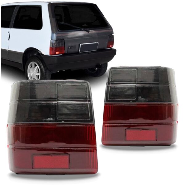 Par Lente Lanterna Traseira Uno 1984 A 2003 Fume Acrílico Fumê