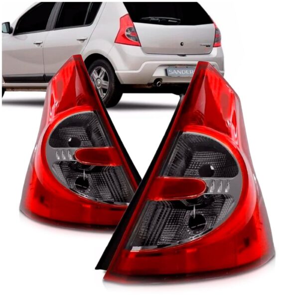 Par Lanterna Traseira Renault Sandero 2008 2009 10 2011 Fumê Direito Fumê