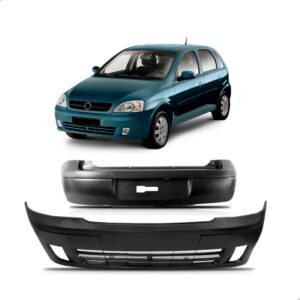 Kit Parachoque Dianteiro E Traseiro Corsa Hatch 2003 A 2007 Preto