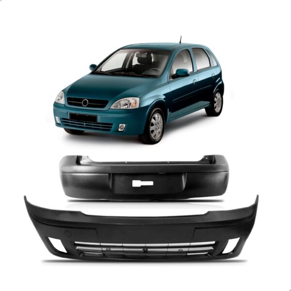 Kit Parachoque Dianteiro E Traseiro Corsa Hatch 2003 A 2007 Preto