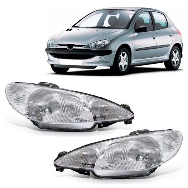 Par Farol Peugeot 206 1998 1999 A 2003 Foco Simples Raiado