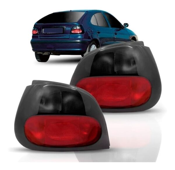 Par Sinaleira Traseira Megane 96 97 98 99 Hatch Fumê Ambos Lados Vermelho