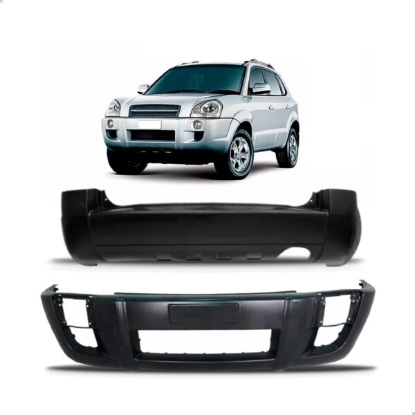 Kit Parachoque Tucson 04 Cilindros 05 A 16 Dianteiro E Tras  Preto