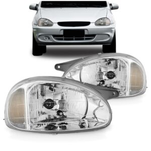 Par Farol Corsa Carcaça Cinza Cromado 2000 2001 2002