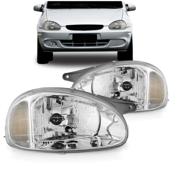 Par Farol Corsa Carcaça Cinza Cromado 2000 2001 2002