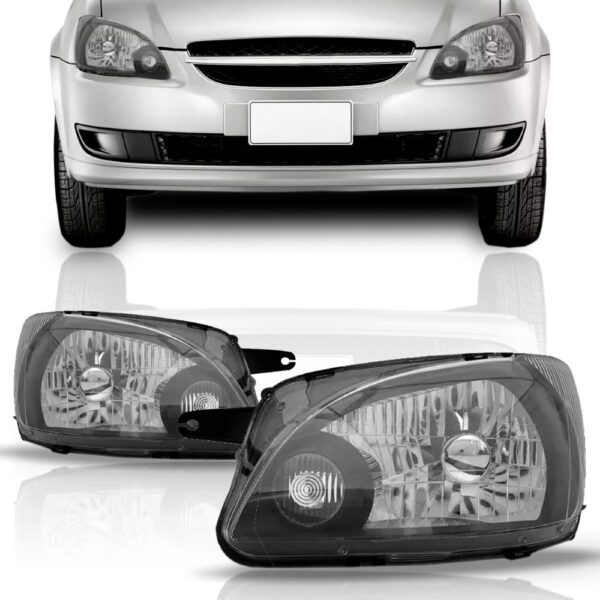 Par Farol Corsa Classic 2010 A 2014 Mascara Negra
