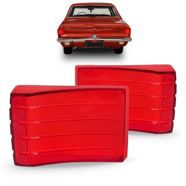 Par Lente Da Sinaleira Traseira Opala 1969 A 1974 Vermelha Vermelho