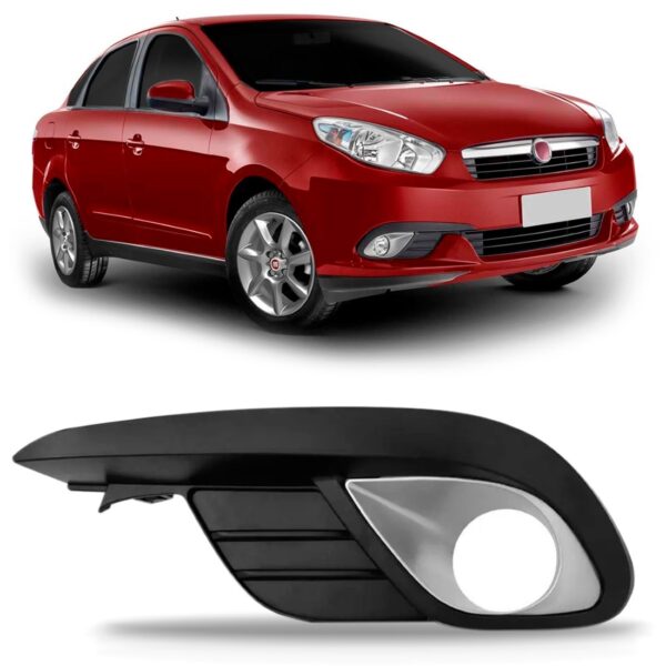 Moldura Farol Milha Grand Siena 2012 A 2016 Com Furo Cinza Lado Esquerdo