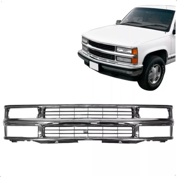 Tela Frontal Radiador Silverado 97 98 1999 2000 2001 Cromada Cromada