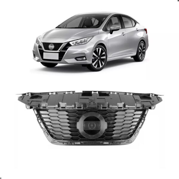 Grade Radiador Para Versa 2019 A 2021 Preta Sem Moldura Plástico