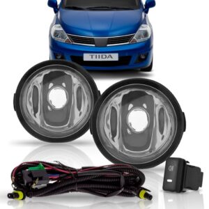 Kit Farol Milha Auxiliar Tiida 2007 08 09 10 2011 Sem Grade Cristal