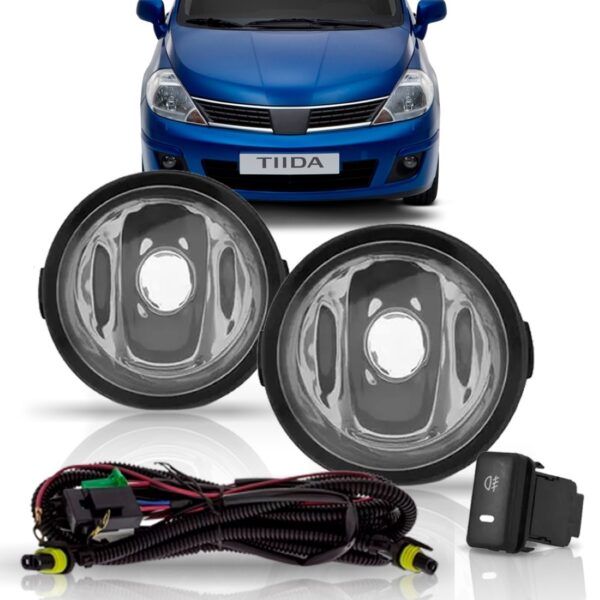 Kit Farol Milha Auxiliar Tiida 2007 08 09 10 2011 Sem Grade Cristal