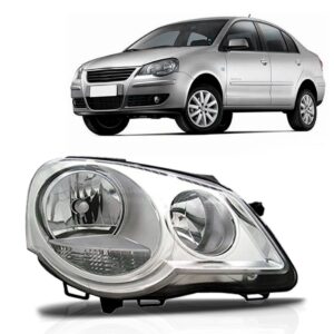 Farol Polo 2007 2008 09 10 11 2012 Elétrico Cromado C/ Motor Lado Direito