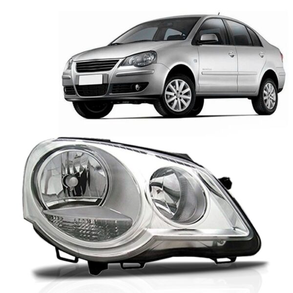 Farol Polo 2007 2008 09 10 11 2012 Elétrico Cromado C/ Motor Lado Direito