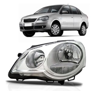 Farol Polo 2007 2008 09 10 11 2012 Elétrico Cromado C/ Motor Lado Esquerdo